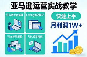 亚马逊运营实战教学,亚马逊平台+Listing优化+Vine秒杀+FBA发货等,快速上手,实现店铺月利润1W-聚富社