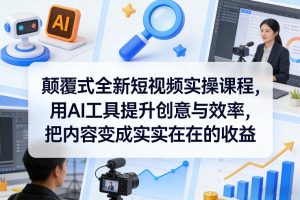 颠覆式全新短视频实操课程，用AI工具提升创意与效率，把内容变成实实在在的收益-聚富社