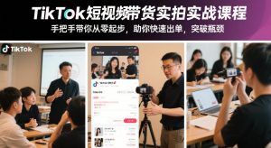 TikTok短视频带货实拍实战课程,手把手带你从零起步,助你快速出单,突破瓶颈-聚富社