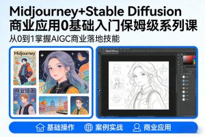 AIGC商业应用Midjourney+Stable Diffusion教程，0基础入门保姆级系列课-聚富社