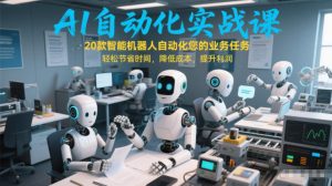 AI自动化实战课：20款智能机器人自动化您的业务任务，轻松节省时间，降低成本，提升利润-聚富社