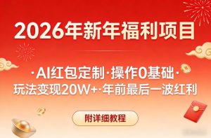新年福利项目，AI红包定制，操作0基础，玩法变现20W+年前最后一波红利，附详细教程-聚富社
