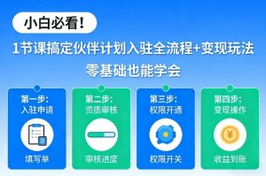 小白必看！1节课搞定伙伴计划入驻全流程+变现玩法，零基础也能学会-聚富社