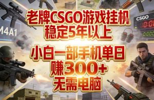 老牌CSGO游戏挂G，稳定5年以上，小白一部手机单日賺3张+，无需电脑【揭秘】-聚富社