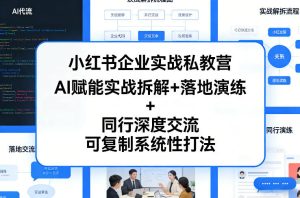 小红书企业实战私教营,AI赋能实战拆解+落地演练+同行深度交流,可复制系统性打法-聚富社