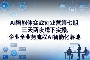AI智能体实战创业营第七期，三天两夜线下实操，企业全业务流程AI智能化落地（26年1月20-22号）-聚富社