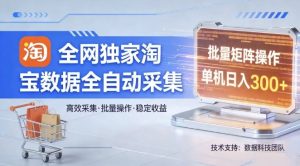 全网独家，淘宝数据全自动采集项目，批量可矩阵，单机轻松日入300【揭秘】-聚富社