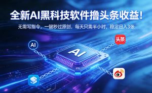 全新AI黑科技软件撸头条收益！无需写指令，一键秒过原创，每天只需半小时，稳定日入3张【揭秘】-聚富社