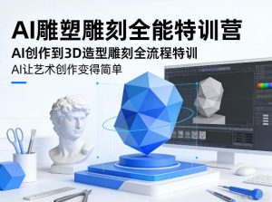 AI雕塑雕刻全能特训营,AI创作到3D造型雕刻全流程特训,AI让艺术创作变得简单-聚富社