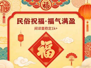 公众号流量主之民俗祝福赛道，选题不愁，结构固定，阅读稳定1w+-聚富社
