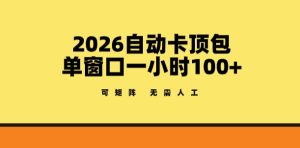 2026自动卡顶包玩法，单窗口一小时100+，可矩阵操作，无需人工【揭秘】-聚富社