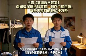抖音【离谱数学答案】保姆级深度拆解教程，制作门槛巨低，每条内容都能轻松冲万赞，附详细步骤-聚富社