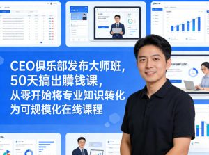 CEO俱乐部发布大师班，50天搞出賺钱课，从零开始将专业知识转化为可规模化在线课程-聚富社