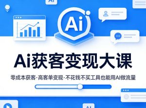 Ai获客变现大课,零成本获客,高客单变现,不花钱不买工具也能用AI做流量-聚富社