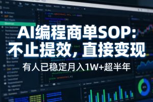 AI编程商单SOP,AI编程不能只给工作提效,还要直接变现,有人已经稳定月入1W+半年了-聚富社