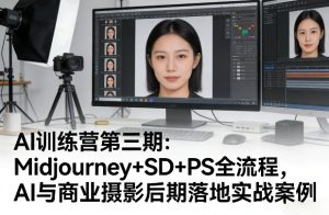 AI训练营第三期:Midjourney+SD+PS全流程,AI与商业摄影后期落地实战案例-聚富社
