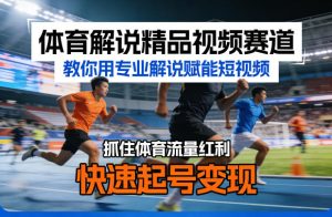 体育解说精品视频赛道，教你用专业解说赋能短视频，抓住体育流量红利，快速起号变现-聚富社