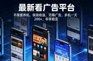 最新看广告平台，不需要养机，保底收益，无限广告，多机一天200+，非常稳定【揭秘】-聚富社
