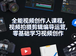 全能视频创作人课程，视频拍摄剪辑编导运营，零基础学习视频创作（更新2026年3月）-聚富社