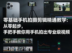 零基础手机拍摄剪辑精通教学：从零起步，手把手教你用手机拍出专业级视频-聚富社