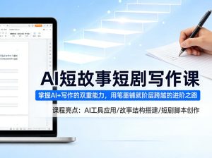 AI短故事短剧写作课，掌握AI+写作的双重能力，用笔墨铺就阶层跨越的进阶之路-聚富社