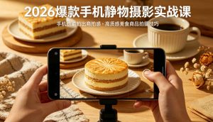 2026爆款手机静物摄影实战课,手机也能拍出商拍感,学会拍出高质感美食商品-聚富社