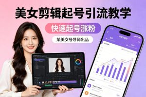 某美女号导师出品:美女剪辑起号引流教学,快速起号涨粉-聚富社