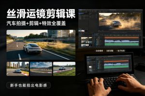 大叔丝滑运镜剪辑课,汽车拍摄+剪辑+特效全覆盖,新手也能拍出电影感-聚富社