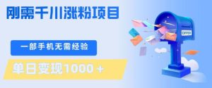 刚需千川涨粉项目，一部手机无需技术，单日变现1k+，当天做当天见收益【揭秘】-聚富社