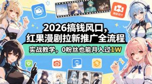 2026搞钱风口，红果漫剧拉新推广全流程实战教学，0粉丝也能月入过1W-聚富社