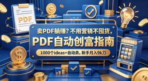 卖PDF躺賺？不用营销不囤货，PDF自动创富指南，1000个ideas+自动卖，新手月入9k刀【原创双语字幕】-聚富社