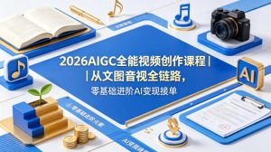 2026AIGC全能视频创作课程｜从文图音视全链路，零基础进阶AI变现接单-聚富社