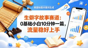 公众号流量主——生僻字故事赛道，流量稳，好上手，0基础小白也能10分钟一篇-聚富社
