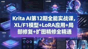 Krita AI第12期全能实战课，XL/F1模型+LoRA应用+局部修复+扩图精修全精通-聚富社