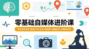 零基础自媒体进阶课，多名导师亲授，覆盖心理+定位+短视频+瑜伽起号，零基础可学-聚富社