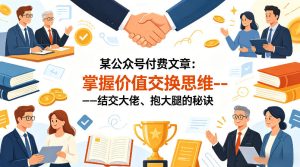 某公众号付费文章：掌握价值交换思维—-结交大佬、抱大腿的秘诀-聚富社