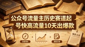公众号流量主之历史赛道，起号快+高流量，10天就能出爆款！-聚富社