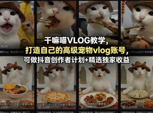干嘛喵VLOG教学，打造自己的高级宠物vlog账号，可做抖音创作者计划+精选独家收益-聚富社
