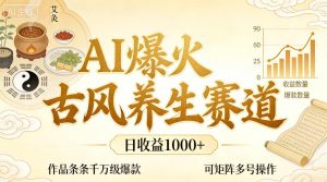 AI爆火古风养生赛道，日收益1k+单条作品点赞破万+，可矩阵多号操作【揭秘】-聚富社