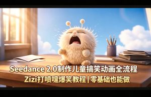 Seedance 2.0制作儿童搞笑动画全流程Zizi打喷嚏爆笑教程｜零基础也能做-聚富社