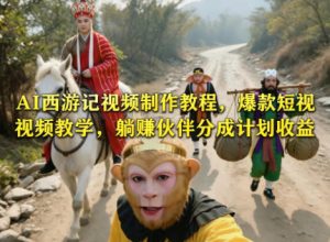 AI西游记视频制作教程,爆款短视频教学,躺賺伙伴分成计划收益-聚富社