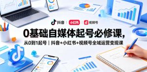 0基础自媒体起号必修课,从0到1起号|抖音+小红书+视频号全域运营变现课-聚富社