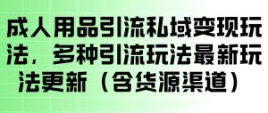 成人用品引流私域变现玩法，多种引流玩法最新玩法，操作简单（含货源渠道）-聚富社