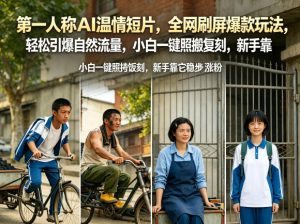 第一人称AI温情短片,全网刷屏爆款玩法,轻松引爆自然流量,小白一键照搬复刻,新手靠它稳步涨粉-聚富社