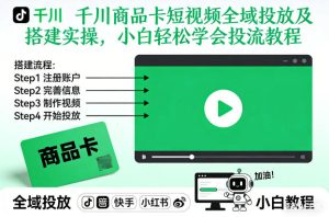 千川商品卡短视频全域投放及搭建实操，小白轻松学会投流教程（更新26年4月）-聚富社