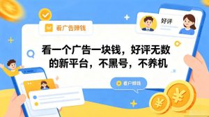 看一个广告一块钱,好评无数的新平台,不黑号,不养机,一部手机一天撸几十,可矩阵【揭秘】-聚富社