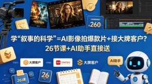 学《叙事的科学》=AI影像拍爆款片+接大牌客户？26节课+AI助手直接送【原创双语字幕】-聚富社