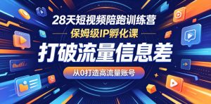 28天短视频陪跑训练营,保姆级IP孵化课,打破流量信息差,从0打造高流量账号-聚富社
