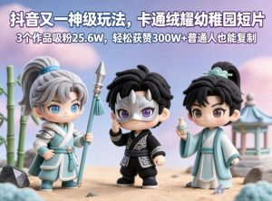 抖音又一神级玩法，卡通绒耀幼稚园短片，3个作品吸粉25.6W，轻松获赞300W+普通人也能复制-聚富社