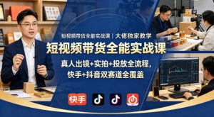 短视频带货全能实战课｜大佬独家教学，真人出镜+实拍+投放全流程，快手+抖音双赛道全覆盖-聚富社